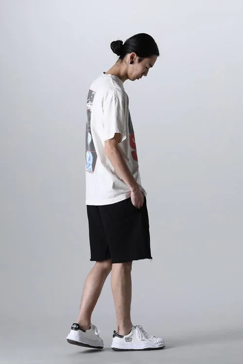 SAINT Mxxxxxx 'SAINT' SWEAT SHORTS/GRY/BLK embroidered SAINT LOGO basic shorts, distressed gray/washed black S-XL, four needles and six threads throughout, produced by a major domestic factory, imported Tajima machine embroidery, washed and distressed, original version